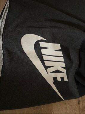 Nike Black Sweatshirt with White Swoosh and Wordmark